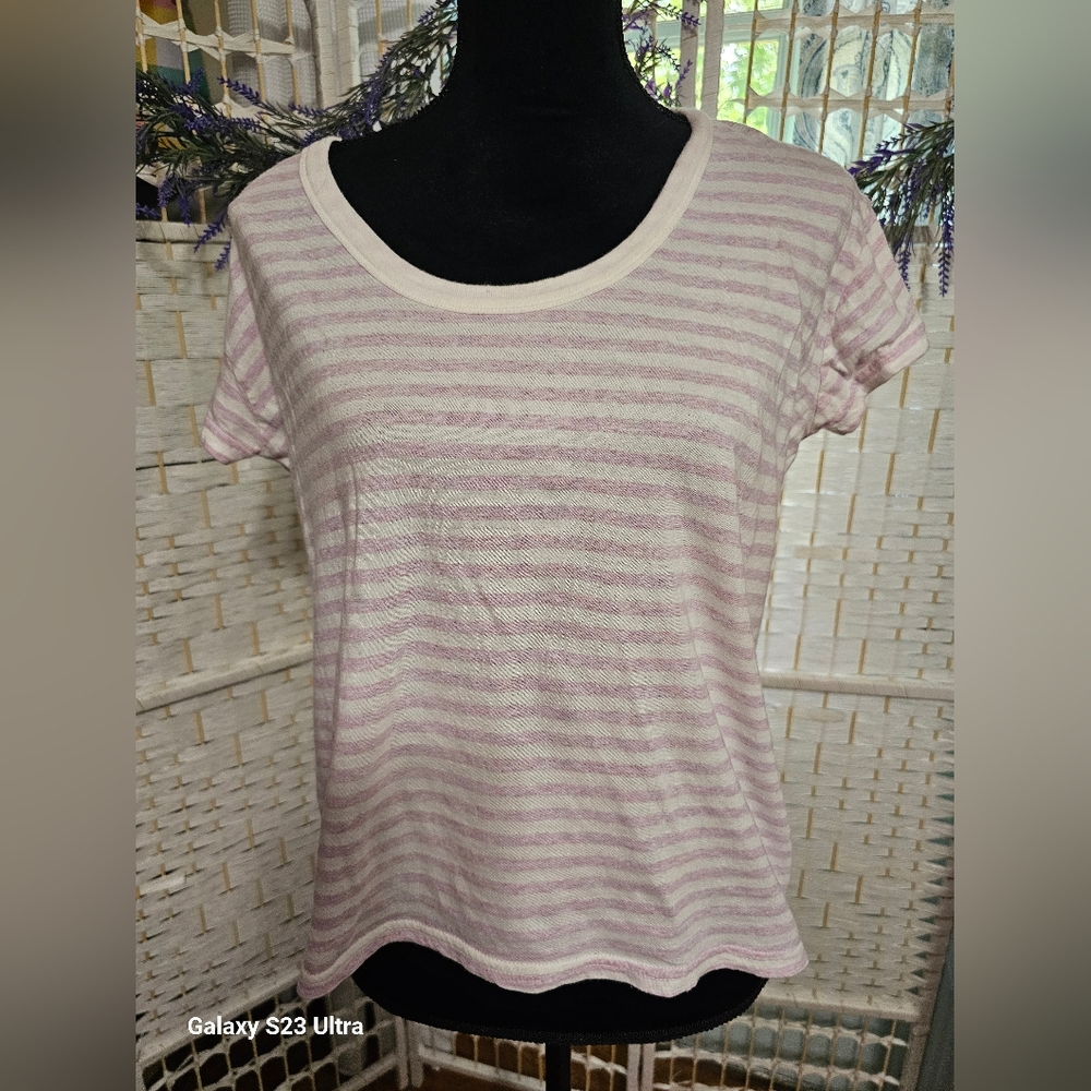 Lou & Grey Cotton Purple Striped Tee